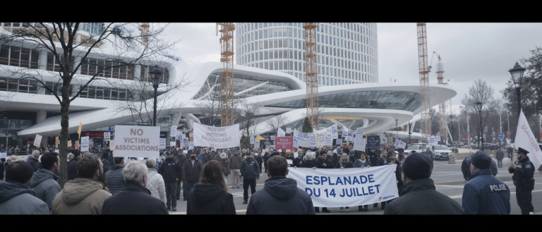 à nice, les associations de victimes contestent le choix du nom « esplanade du 14 juillet » pour le parvis du futur hôtel des polices, suscitant un débat intense sur la mémoire et le respect des victimes.