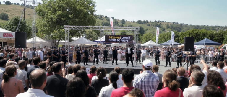 un spectacle de dieudonné à caussols a été interrompu malgré un arrêté préfectoral, suscitant polémique et débats dans la région.