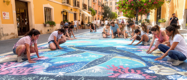 à nice, des collégiens transforment la rue en une œuvre d'art vibrante pour sensibiliser à la protection de l'océan, mêlant créativité et engagement écologique.