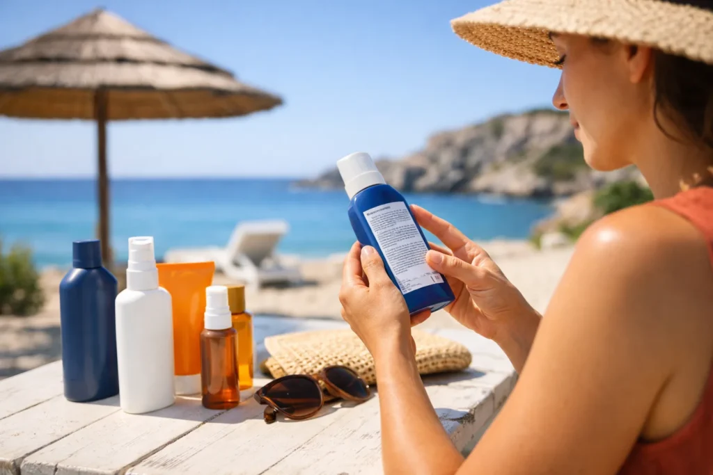 Protection solaire : lire une étiquette de crème avant de l&rsquo;acheter