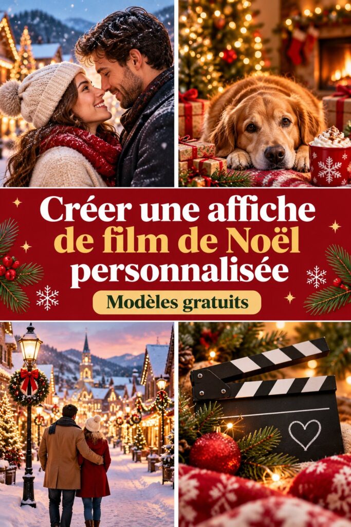 Une affiche de film de Noël personnalisée, colorée et festive.