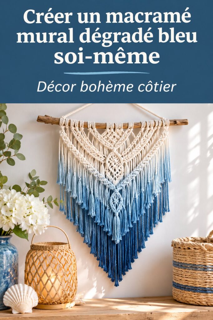 Créer un macramé mural dégradé bleu : mode d’emploi