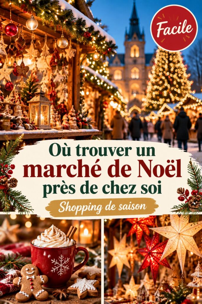 Marché de Noël sur la Côte d'Azur avec des stands colorés et des visiteurs heureux